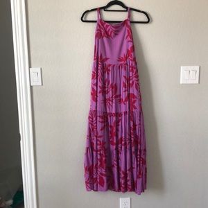 Pink floral maxi dress (hits at ankles) - worn 1x.
